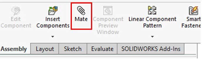 在SolidWorks组装中使用MATE命令