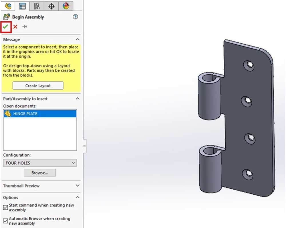 First part of origin in SOLIDWORKS Assembly
