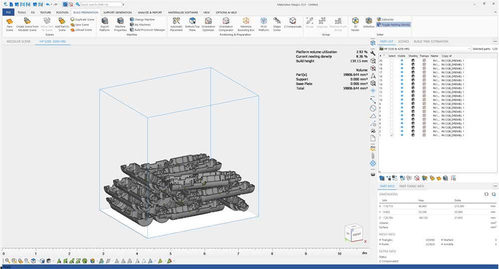 Generate report in Materialise Magics for part cost calculations